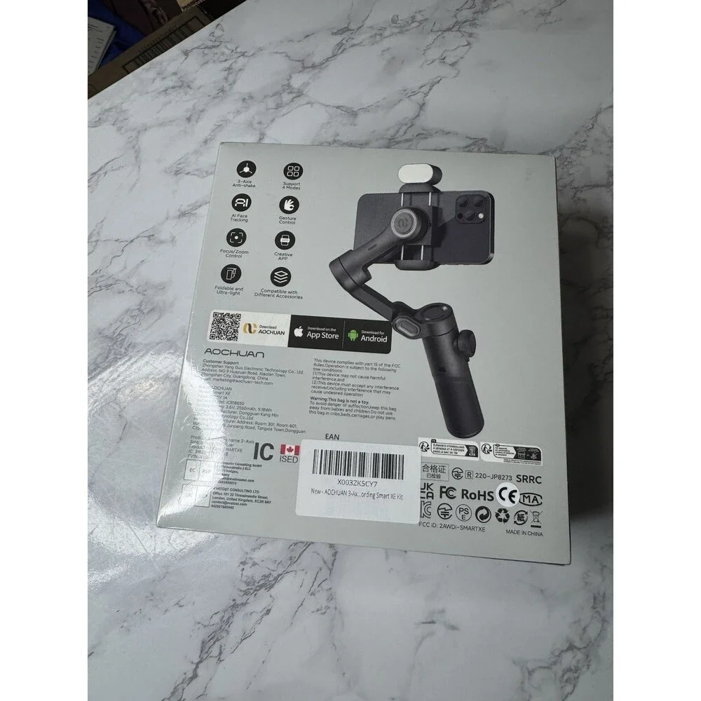 AOCHUAN Smart XE 3-Axis Smartphone Gimbal AI Face Tracking RGB Light Foldable